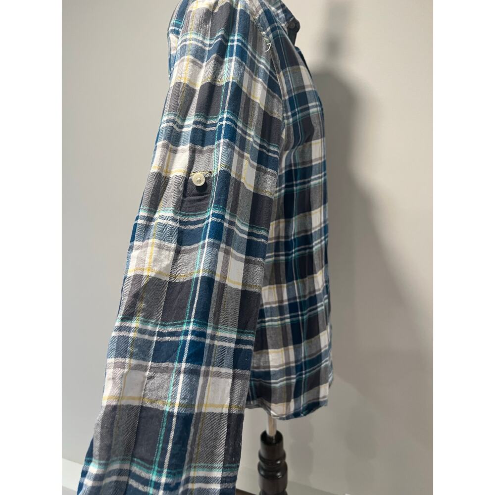 Urban Pipeline 100% Cotton Button Down Plaid Casual Shirt Blue Gray Large JL - Picture 8 of 12
